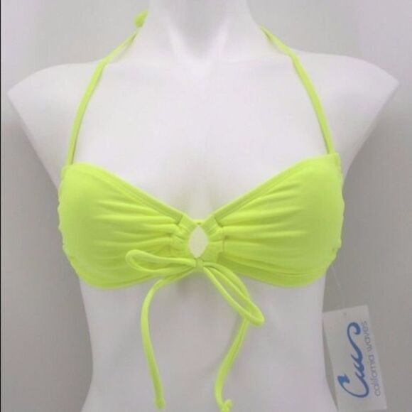 California Waves Halter Bandeau Bikini Top (D7) - Picture 3 of 7